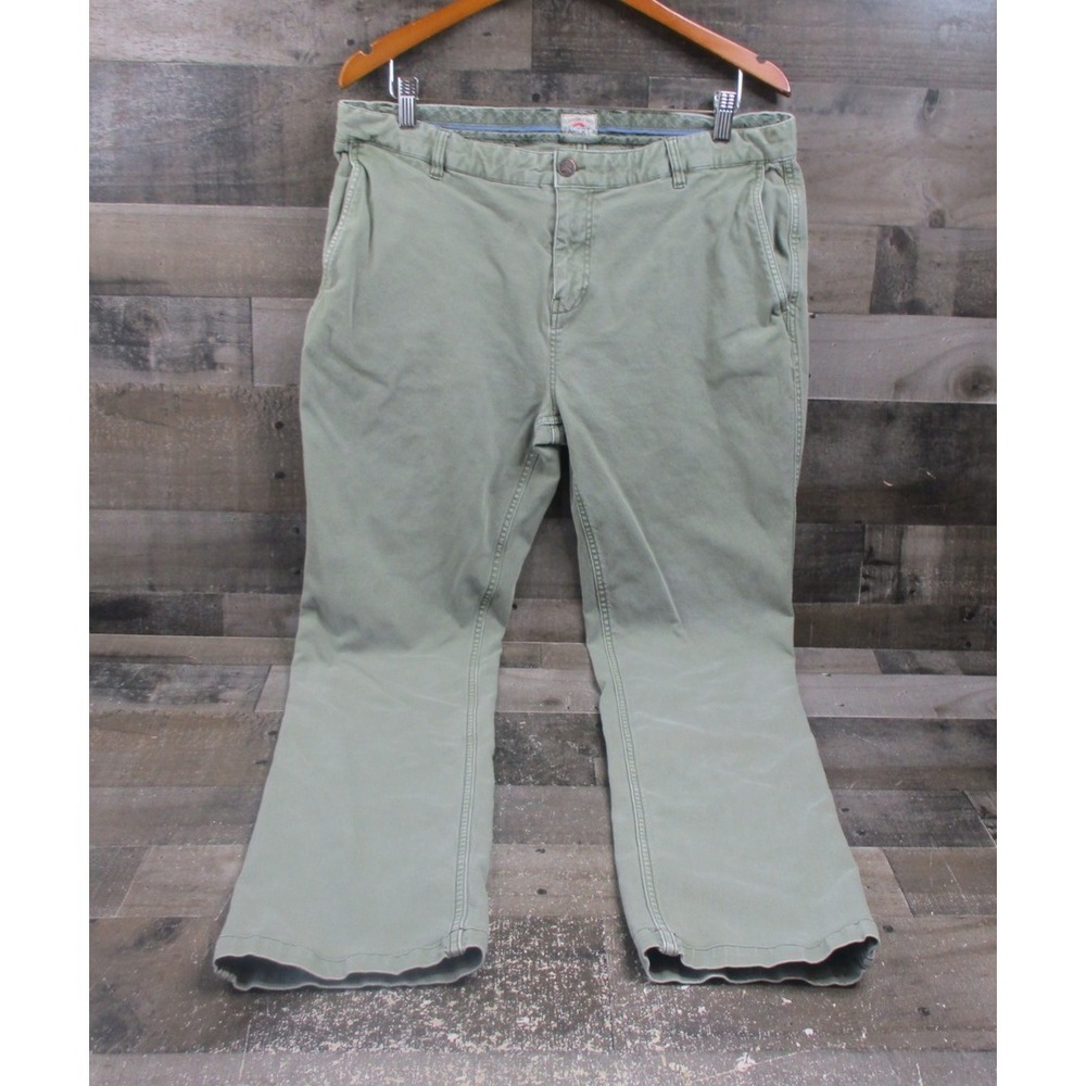 Faherty Pants Mens 36 Green Classic Chino Straight Leg Cotton Canvas Casual